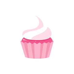 Pink Cupcake with Whipped Cream Topping