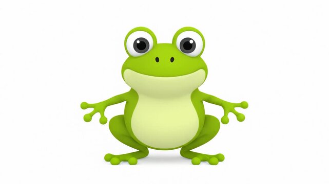 Cartoon Frog Standing on White Background, 3d Render
