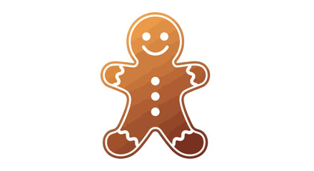 Smiling Gingerbread Man Cookie with White Icing Details.