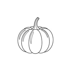Simple Pumpkin Outline Illustration for Coloring Pages and Crafts