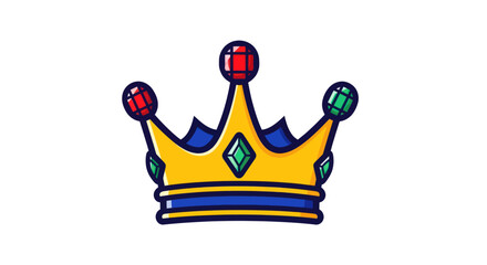 Cartoon Crown with Jewels: Golden Headdress with Red Blue and Green Gemstones.