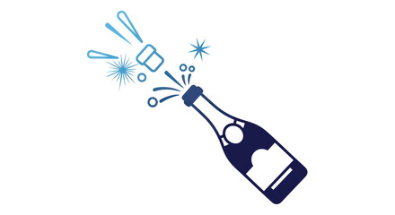 Champagne Bottle Popping with Sparkling Effervescent Celebration Icon.