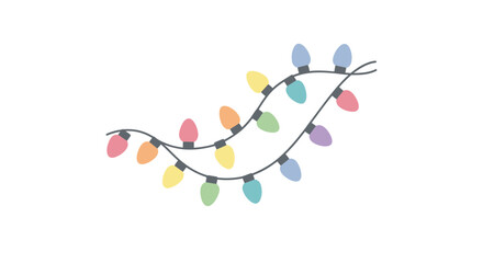 Vibrant Cartoon Christmas String Lights Illustration.