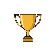 Gold Trophy Cup Illustration with Black Outline and Handles