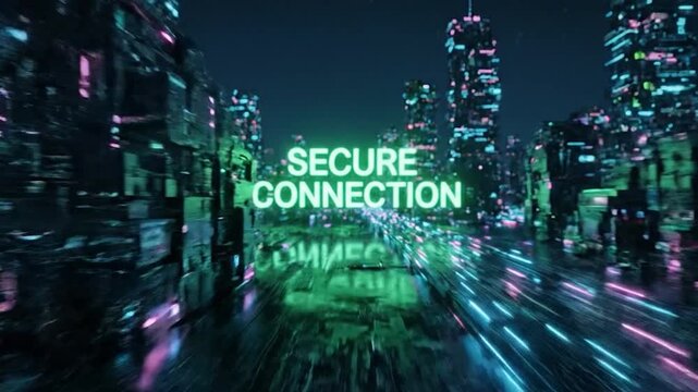 Encrypted Data Highway: Futuristic 3D Technology Loop
