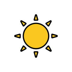 Simple Yellow Sun Icon with Black Outline