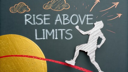 Paper cutout runner achieving goals on chalkboard illustration