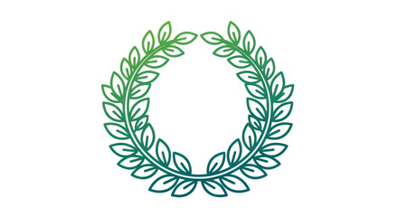 Green and Blue Gradient Laurel Wreath Illustration.