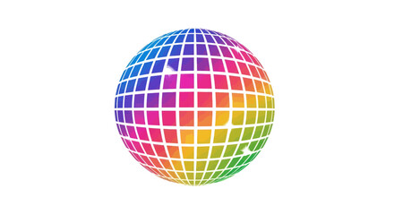 Colorful Sphere with Grid Pattern Rainbow Spectrum.