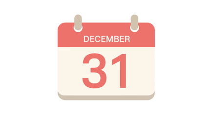 Festive December 31st Calendar Page Icon for New Years Eve Celebration.