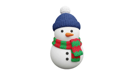 Festive Snowman with Blue Hat Striped Scarf and Buttons.