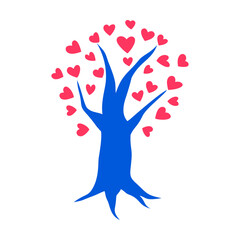 Kindness Tree Illustration with Heart Shaped Leaves
