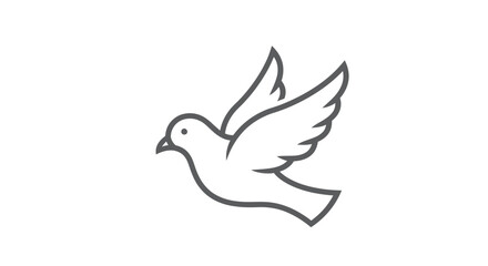 Flying dove of peace simple contour line art illustration.