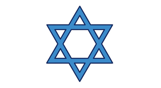 A blue outlined Star of David the six-pointed hexagram symbol of Judaism and Israel.