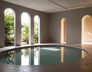 Modern interior with a round pool