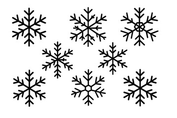 Snowflake thin and bold line icons set. Outline web sign kit of snow. Winter linear icon collection includes hexagon crystal ice. Simple editable contour vector graphic element.