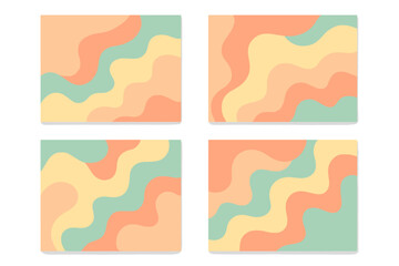 Summer cover template set with liquid abstract shapes. Fluid juicy illustration with geometric art in pastel colors. Minimal style vector for packaging, poster, or banner.