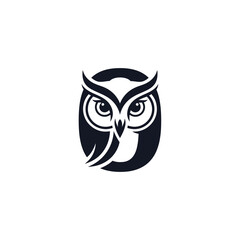 Stylized Owl Logo in Black and White Design