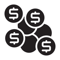Dollar Coin Vector Glyph Icon Design