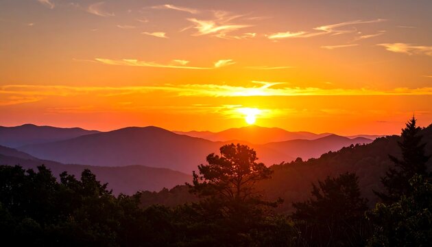 Sunset over mountain range