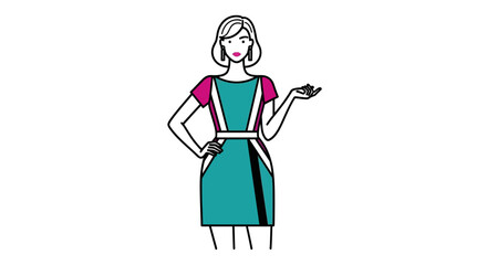 Stylish Woman in a Teal and Magenta Dress