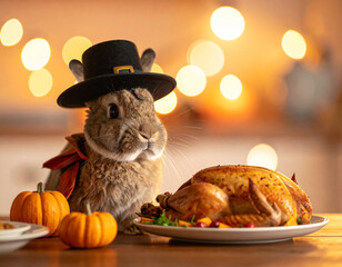 Thanksgiving Feast with Rabbit and Holiday Turkey Dinner