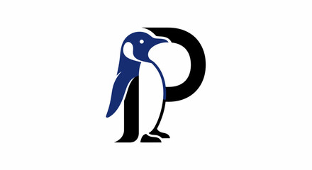 Stylized Penguin Logo with Letter P Integration Design