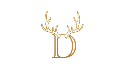 Gold Deer Antlers and Letter D Logo
