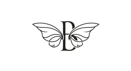 Elegant Letter E with Butterfly Wings Design