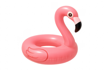 Pink flamingo swimming pool float on transparent background