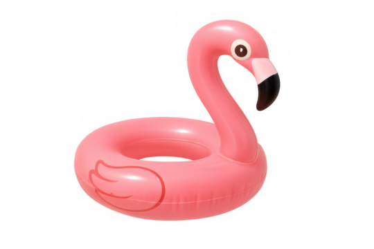 Pink flamingo swimming pool float on transparent background