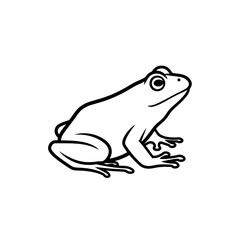 Black and White Line Art Illustration of a Frog