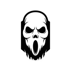 Spooky Scream Mask Silhouette with Open Mouth