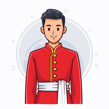 Smiling man in traditional Thai uniform with transparent background