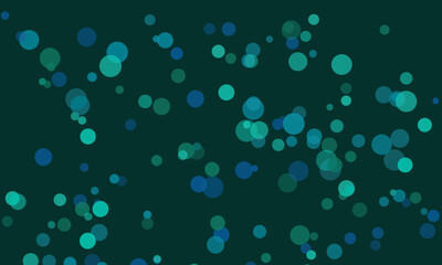 Abstract background with teal and turquoise circles on dark green backdrop