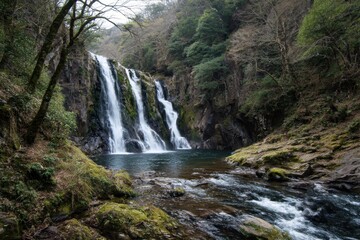 Nabegataki watefall, Japan,Kumamoto prefecture,Aso County,Oguni