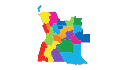 A stylized map of Angola, presented with a clean, vector-graphic style