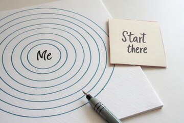 Concentric circles diagram on paper planning start to achieve goals
