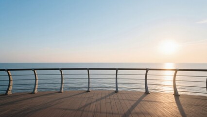 Sunset over the sea with a deck