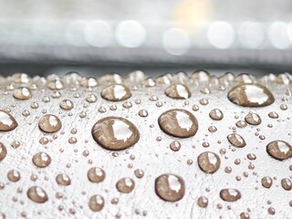 water drops on a metal surface