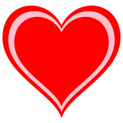 Bold red heart with white outline symbol of love and affection
