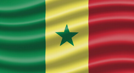 Naklejka premium The image presents the flag of Senegal, rendered with a slight wave effect