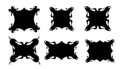 set of vector silhouettes Gothic frame.