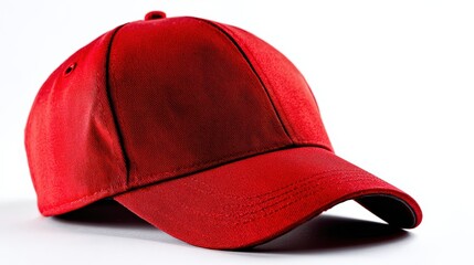 Vibrant red baseball cap on a neutral background for apparel design