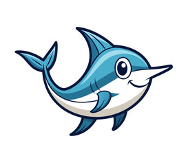 Obraz premium Cute Swordfish Cartoon Character Illustration
