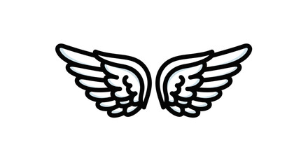 Obraz premium Stylized Angel Wings Illustration with Black Outline and White Fill.
