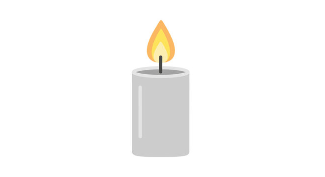 Simple Lit Gray Candle with Bright Yellow Flame.