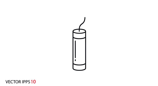 Simple Black and White Dynamite Stick Icon.