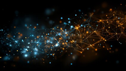 Fototapeta premium Abstract Blue and Orange Network Connections on Dark Background