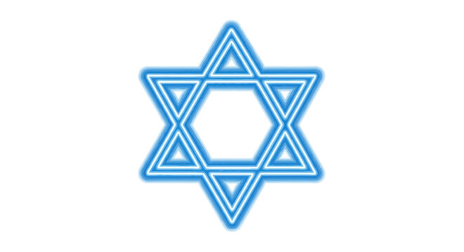 Glowing Blue Star of David Symbol.